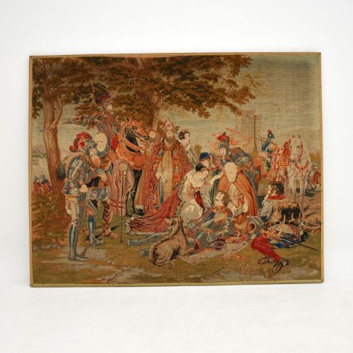 Antique Hand Stitched Needlepoint Tapestry