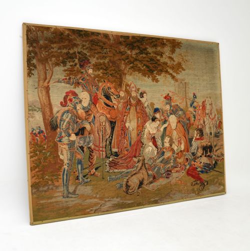fig 1. Antique Hand Stitched Needlepoint Tapestry