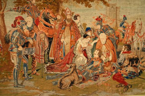fig 2. Antique Hand Stitched Needlepoint Tapestry