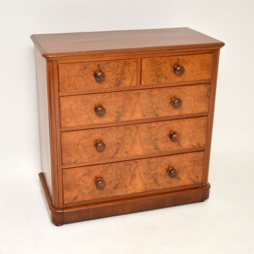 Antique Victorian Burr Walnut Chest of Drawers