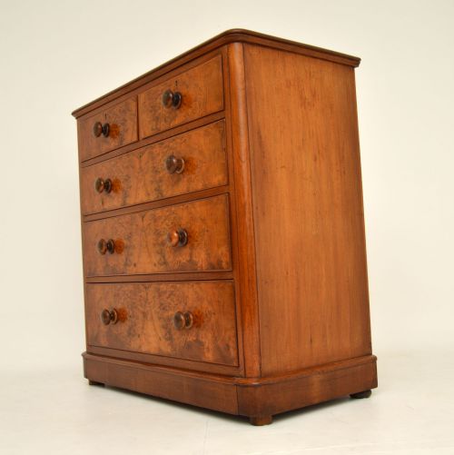 fig 2. Antique Victorian Burr Walnut Chest of Drawers