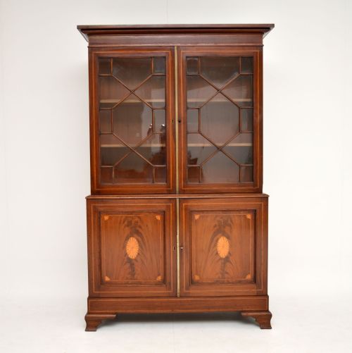 fig 1. Antique Edwardian Inlaid Mahogany Bookcase