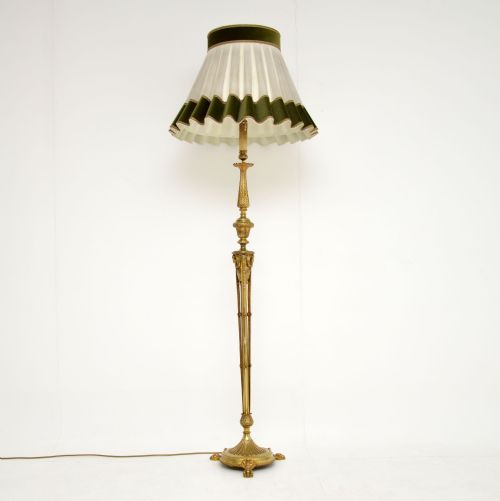 Antique Neoclassical French Gilt Brass Floor Lamp