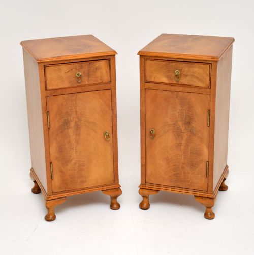 Pair of Antique Walnut Bedside Cabinets