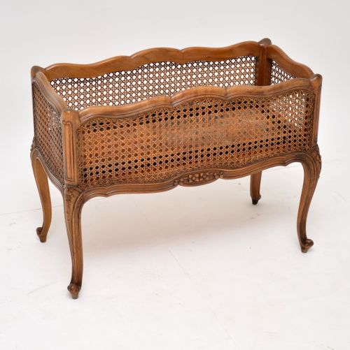 Antique French Walnut & Cane Plant Holder