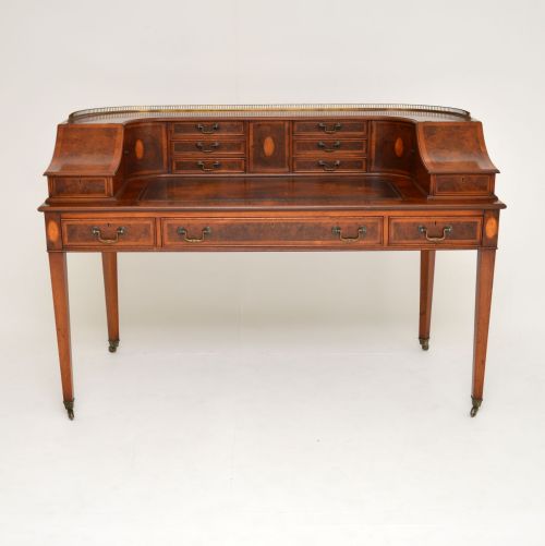 fig 1. Antique Burr Walnut Carlton House Desk