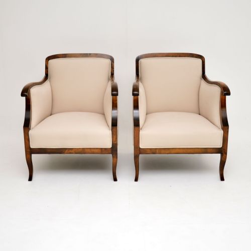 fig 1. Pair of Antique Swedish Satin Birch Armchairs