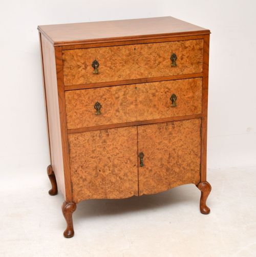Antique Burr Walnut Chest on Cabinet
