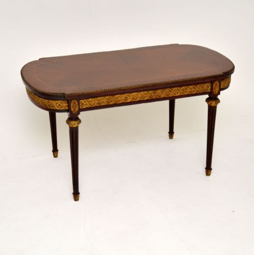 Antique French Inlaid King Wood Coffee Table