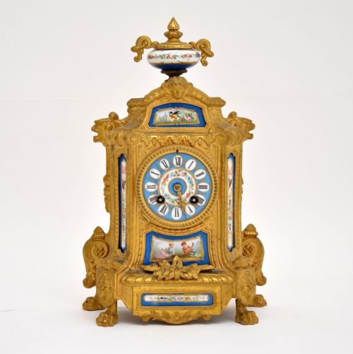Antique French Gilt Metal Clock by Brunfaut