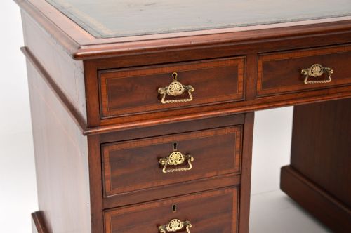fig 2. Antique Victorian Inlaid Mahogany Pedestal Desk