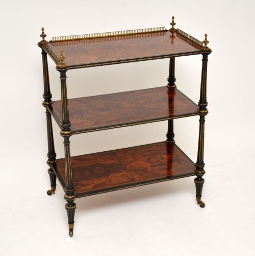 Antique Amboyna & Ebony Etagere Side Table
