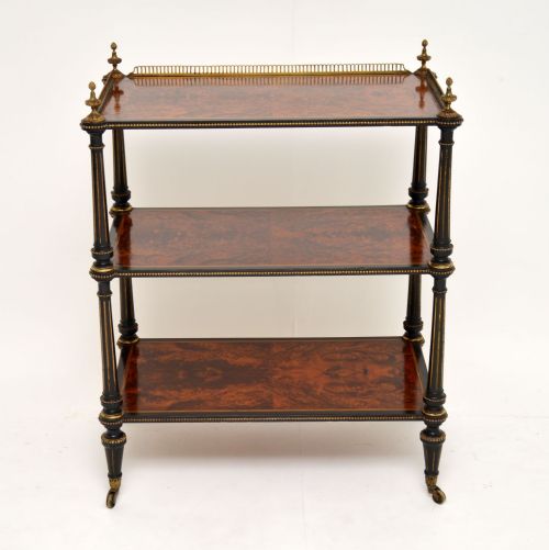 fig 1. Antique Amboyna & Ebony Etagere Side Table