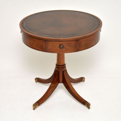 Antique Regency Style Mahogany Leather Top Drum Table
