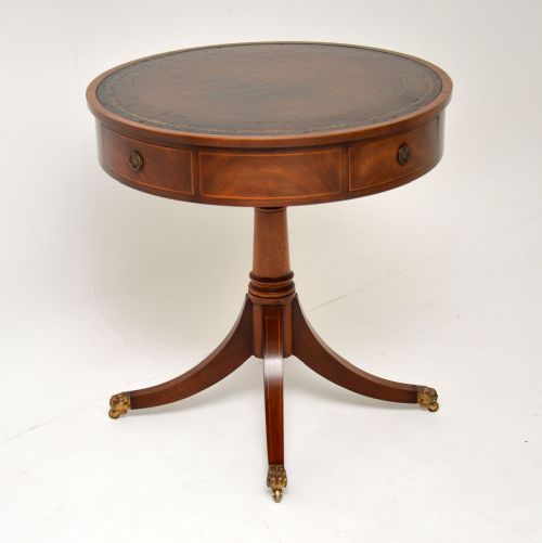 fig 1. Antique Regency Style Mahogany Leather Top Drum Table