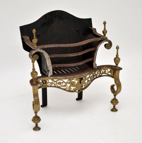 fig 1. Antique George II Style Steel Iron & Brass Fire Grate