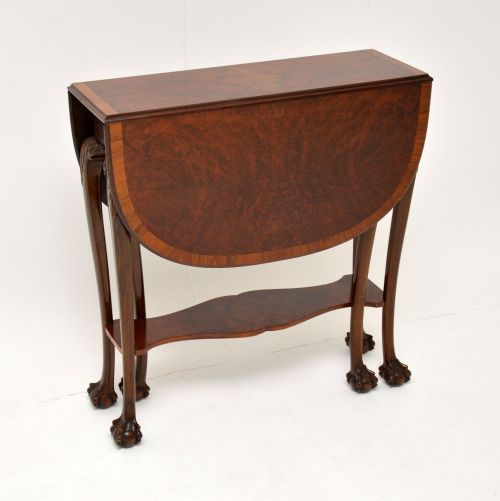 Antique Burr Walnut Drop Leaf Dining Table