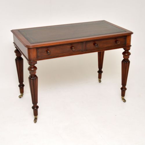 Antique Victorian Mahogany Leather Top Writing Table