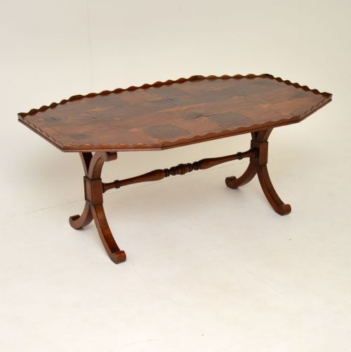 Antique Yew Wood Oyster Veneer Coffee Table