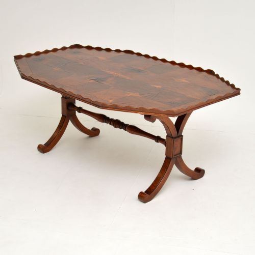 fig 1. Antique Yew Wood Oyster Veneer Coffee Table