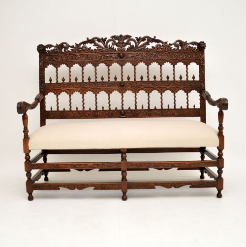 fig 1. Very Impressive Antique Finely Carved Walnut Settee