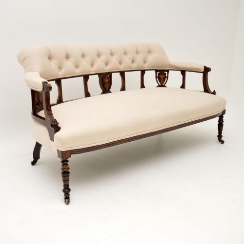 Antique Victorian Inlaid Rosewood Settee