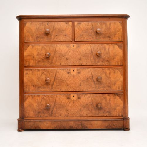 fig 1. Antique Victorian Burr Walnut Chest of Drawers