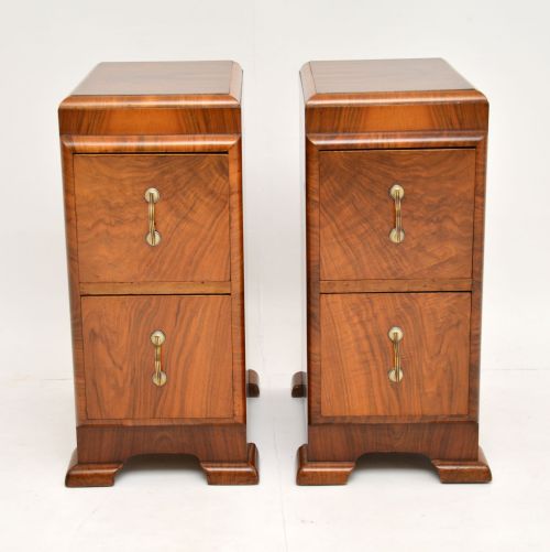 fig 1. Pair of Art Deco Figured Walnut Bedside Chests