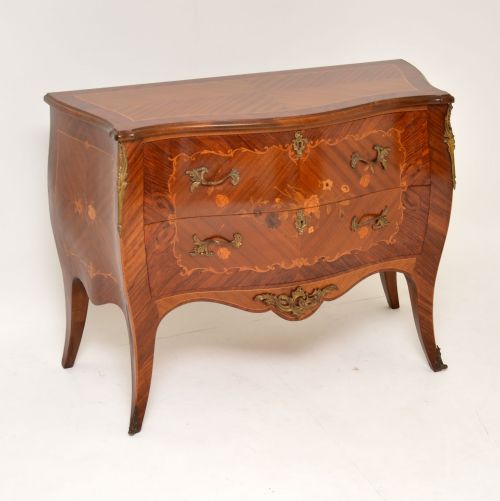 Antique French Inlaid Marquetry Bombe Chest