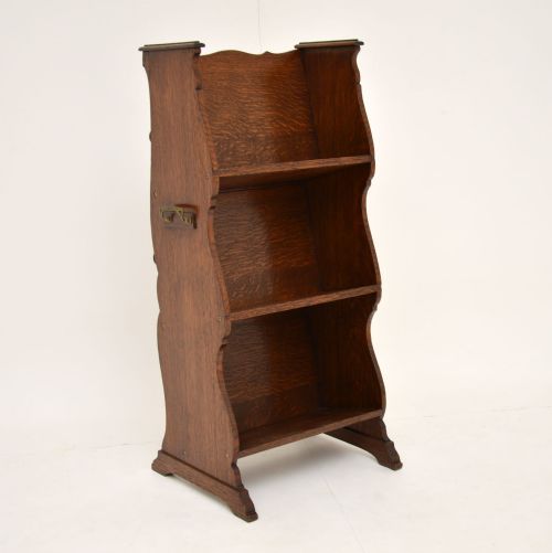 Antique Arts & Crafts Oak Open Bookcase