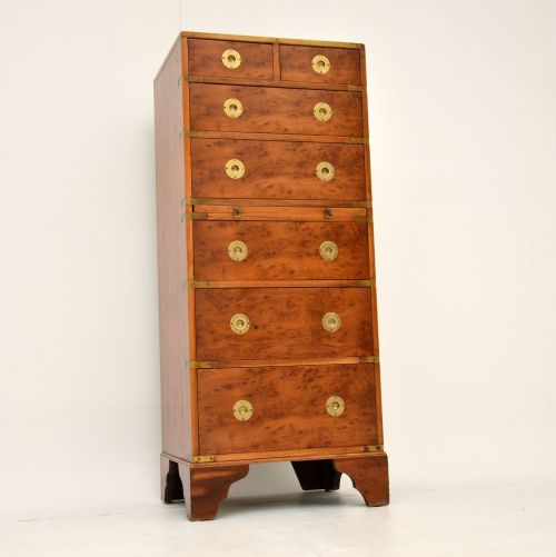 Antique Yew Wood Military Campaign Chest of Drawers
