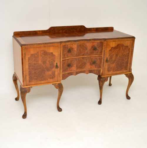 Antique Queen Anne Style Burr Walnut Sideboard
