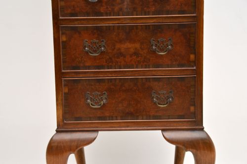 fig 1. Antique Burr Walnut Tall Boy Chest of Drawers