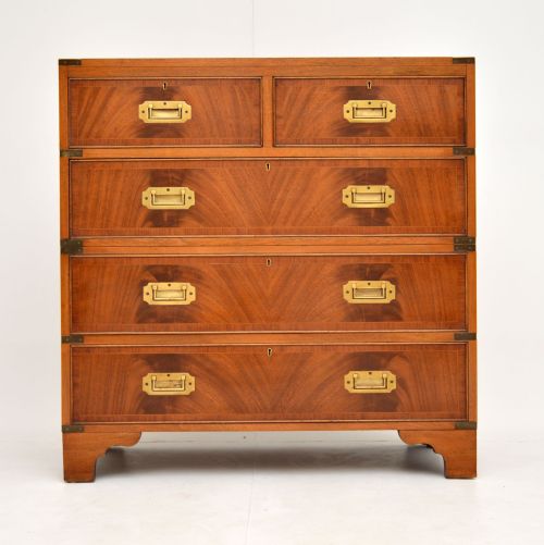fig 1. Antique Mahogany Military Campaign Chest of Drawers