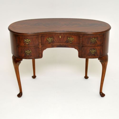 Antique Queen Anne Style Mahogany Kidney Desk