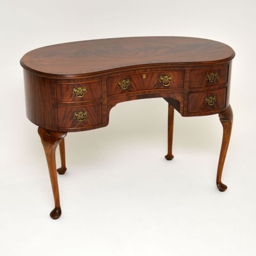 fig 1. Antique Queen Anne Style Mahogany Kidney Desk