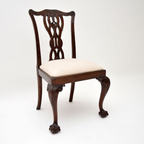 fig 1. Set of 8 Antique Mahogany Chippendale Style Dining Chairs