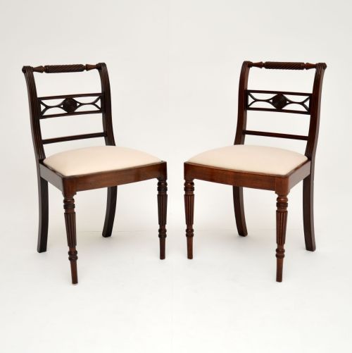 Pair of Antique Regency Mahogany Rope Back Side Chairs