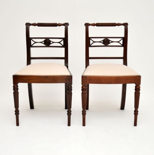fig 1. Pair of Antique Regency Mahogany Rope Back Side Chairs