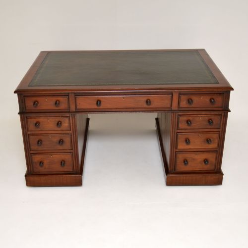 fig 1. Antique Victorian Mahogany Leather Top Partners Desk