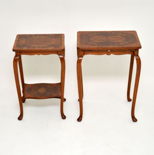 fig 1. Pair of Matched Burr Walnut Edwardian Side Tables