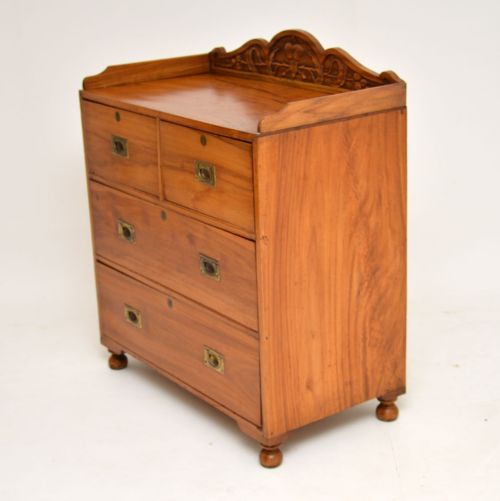 fig 1. Antique Camphor Wood Military Campaign Chest of Drawers
