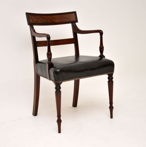 Antique Regency Mahogany & Leather Desk Chair