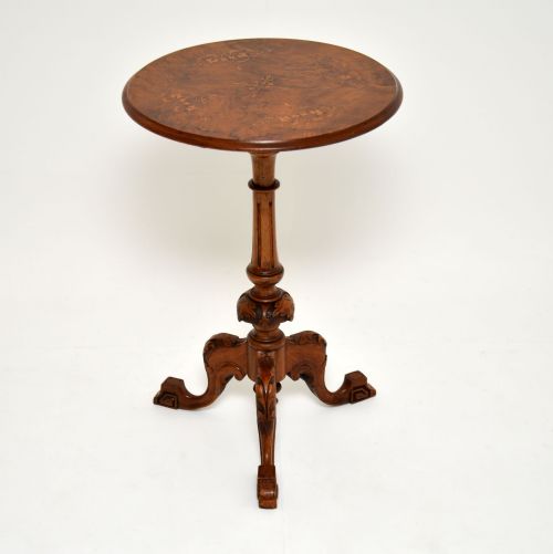 Antique Victorian Inlaid Burr Walnut Side Table