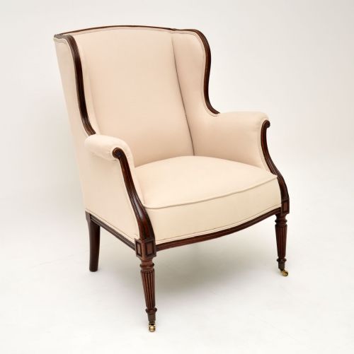 Antique Victorian Mahogany Wing Back Armchair