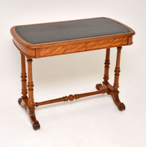 Antique Victorian Satin Wood Writing Table by Heal & Son
