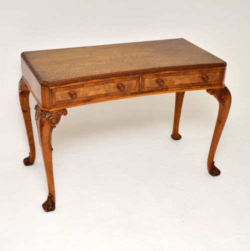 Antique Burr Walnut Queen Anne Style Console Server Table