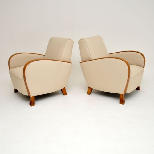 fig 1. Pair of Swedish Art Deco Satin Birch Armchairs