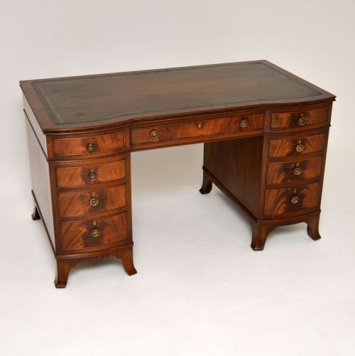 Antique Mahogany Leather Top Pedestal Desk