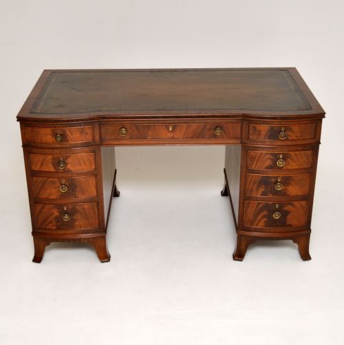 fig 1. Antique Mahogany Leather Top Pedestal Desk